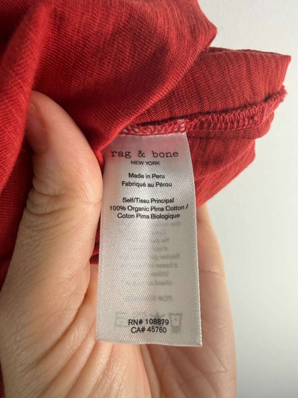 Rag & Bone The Slub Pima Cotton T-Shirt Ruby Red Size XS Casual Basic Capsule - Picture 7 of 13